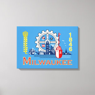 Flagge von Milwaukee (Wisconsin) Leinwanddruck