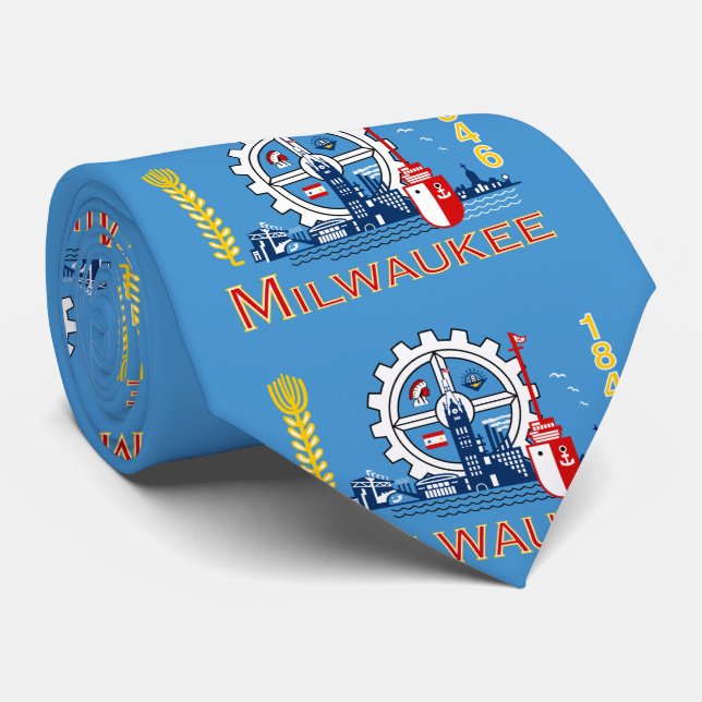 Flagge von Milwaukee, Wisconsin Neck Tie Krawatte (Gerollt)