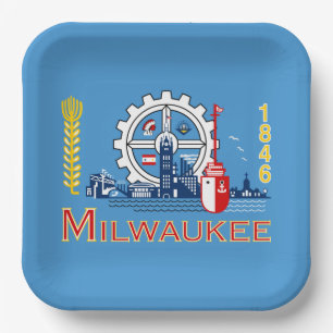 Flagge von Milwaukee, Wisconsin Pappteller