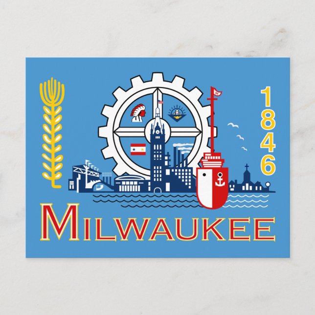Flagge von Milwaukee, Wisconsin Postkarte (Vorderseite)