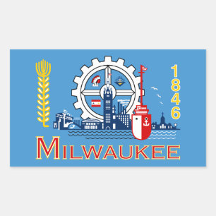 Flagge von Milwaukee, Wisconsin, rechteckiger Aufk Aufkleber