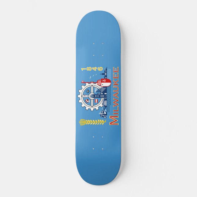 Flagge von Milwaukee (Wisconsin) Skateboard (Vorderseite)
