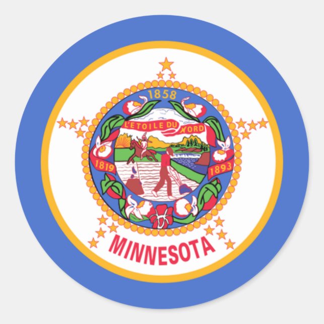 Flagge von Minnesota, Flagge von Minnesota Runder Aufkleber (Vorderseite)