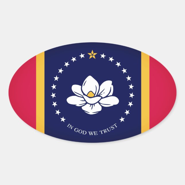 Flagge von Mississippi (2020) Ovaler Aufkleber (Vorderseite)