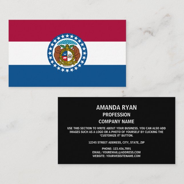 Flagge von Missouri, Flagge von Missouri Visitenkarte (Vorne/Hinten)