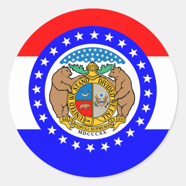 Flagge von Missouri Runder Aufkleber (Vorderseite)