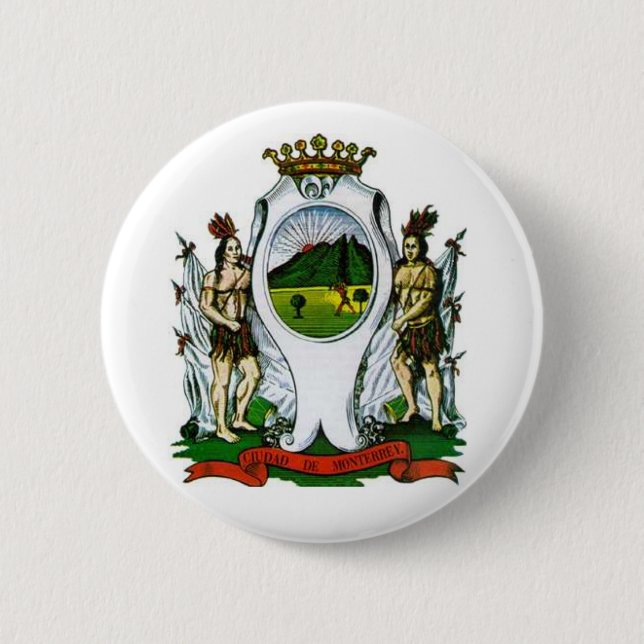 Flagge von Monterrey, Nuevo León - MEXIKO-Taste Button (Vorderseite)