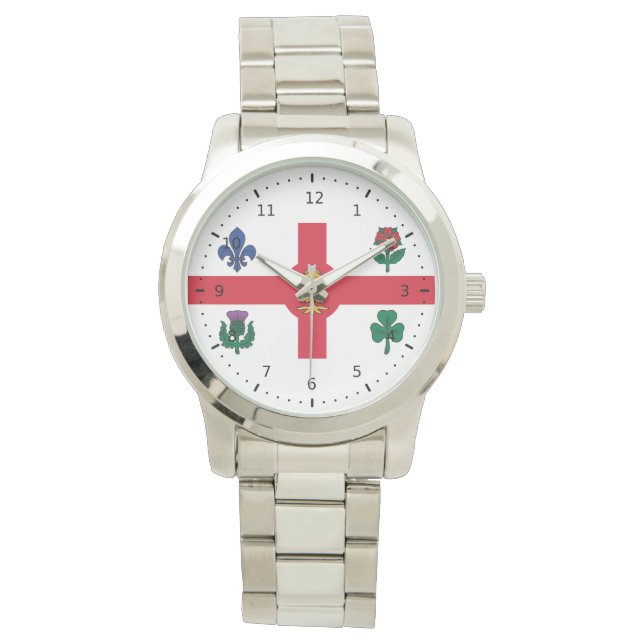 Flagge von Montreal, Quebec Watch Armbanduhr (Vorderseite)