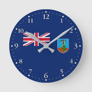 Flagge von Montserrat Runde Wanduhr