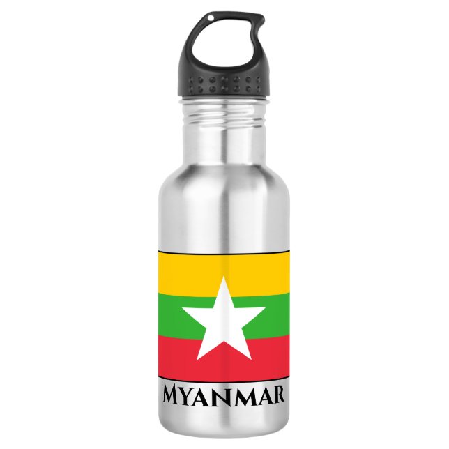 Flagge von Myanmar Edelstahlflasche (Vorderseite)