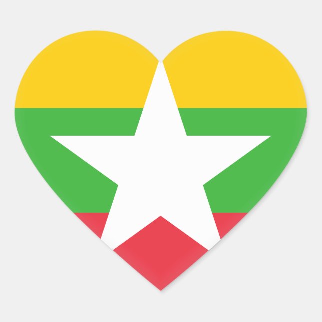Flagge von Myanmar Herz-Aufkleber (Vorderseite)