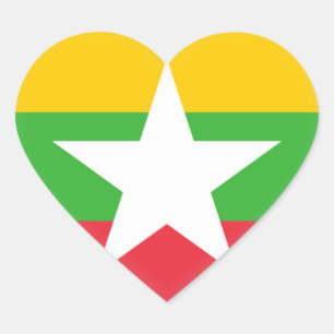 Flagge von Myanmar Herz-Aufkleber