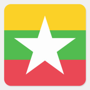 Flagge von Myanmar Quadratischer Aufkleber
