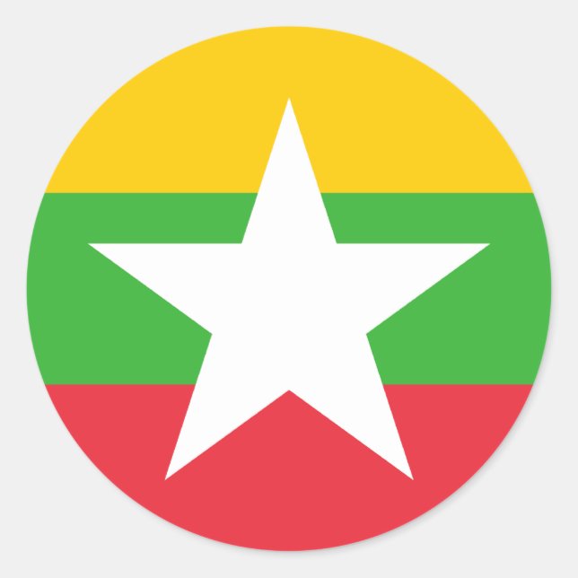 Flagge von Myanmar Runder Aufkleber (Vorderseite)