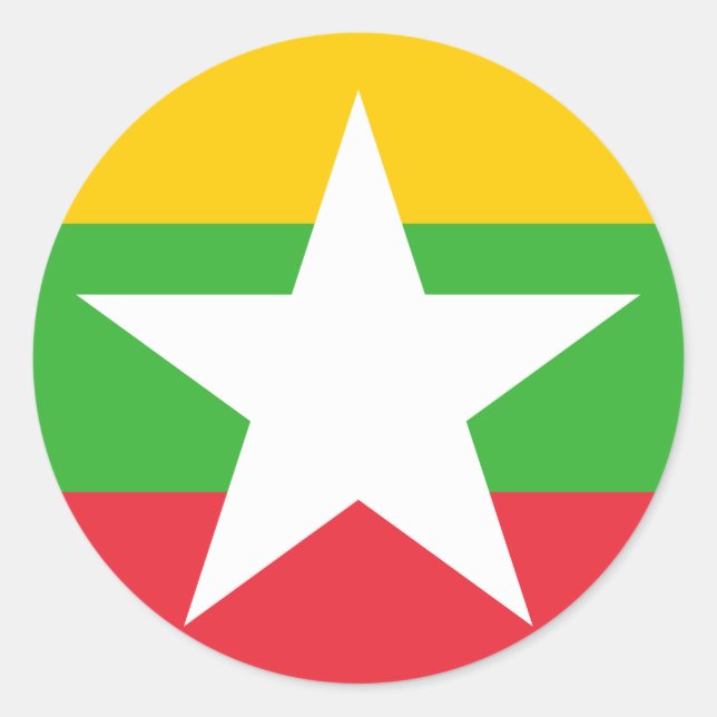 Flagge von Myanmar Runder Aufkleber (Vorderseite)