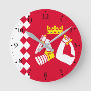 Flagge von Nordkarelien Runde Wanduhr