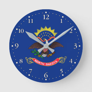Flagge von North Dakota Runde Wanduhr
