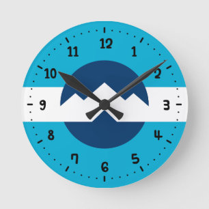 Flagge von Ogden, Utah Runde Wanduhr