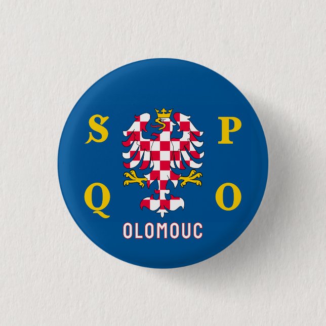 Flagge von Olomouc Button (Vorderseite)