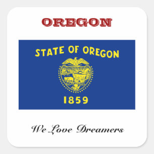 Flagge von Oregon Quadratischer Aufkleber