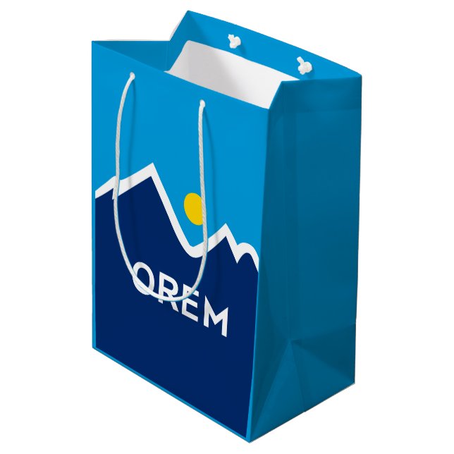 Flagge von Orem, Utah Mittlere Geschenktüte (Rückseite Schrägansicht)