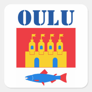 Flagge von Oulu, Finnland Quadratischer Aufkleber