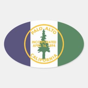 Flagge von Palo Alto, Kalifornien Ovaler Aufkleber