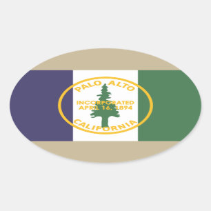 Flagge von Palo Alto, Kalifornien Ovaler Aufkleber