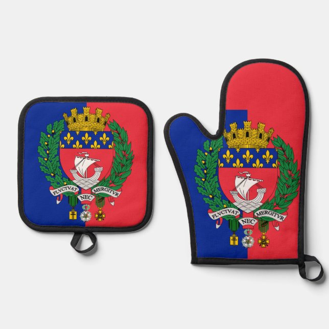 Flagge von Paris, Frankreich Ofenhandschuh & Topflappen-Set (Vorderseite)