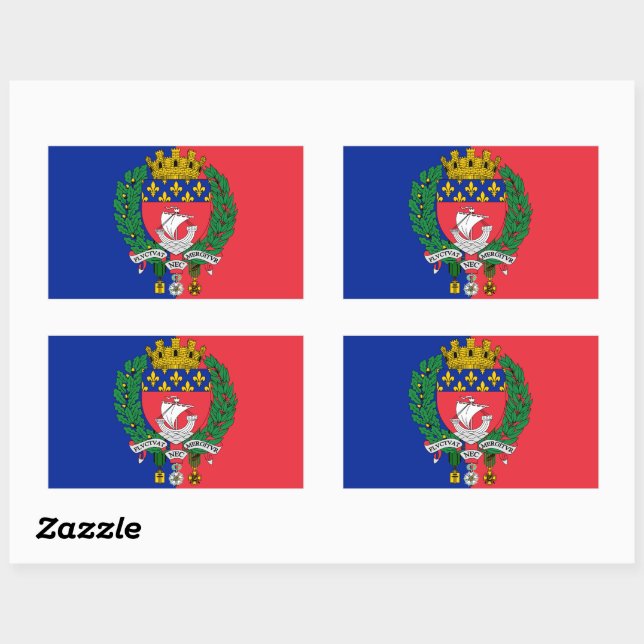 Flagge von Paris, Frankreich Rechteckkantsticker Rechteckiger Aufkleber (Blatt)