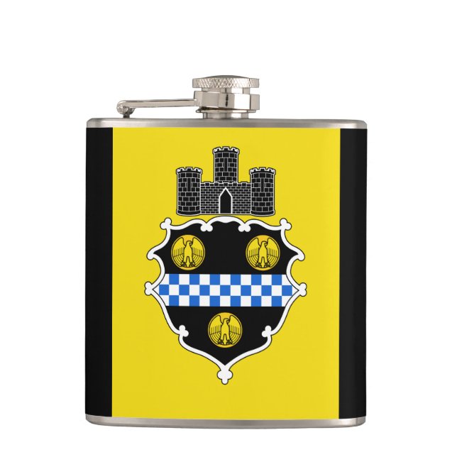 Flagge von Pittsburgh, Pennsylvania-Flasche Flachmann (Vorderseite)
