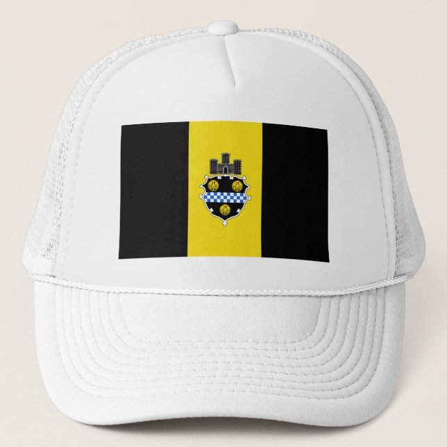 Flagge von Pittsburgh, Pennsylvania Headsweats Hat Truckerkappe (Vorderseite)