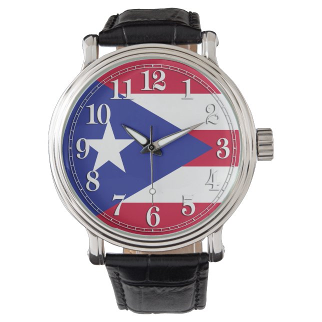 Flagge von Puerto Rico Armbanduhr (Vorderseite)
