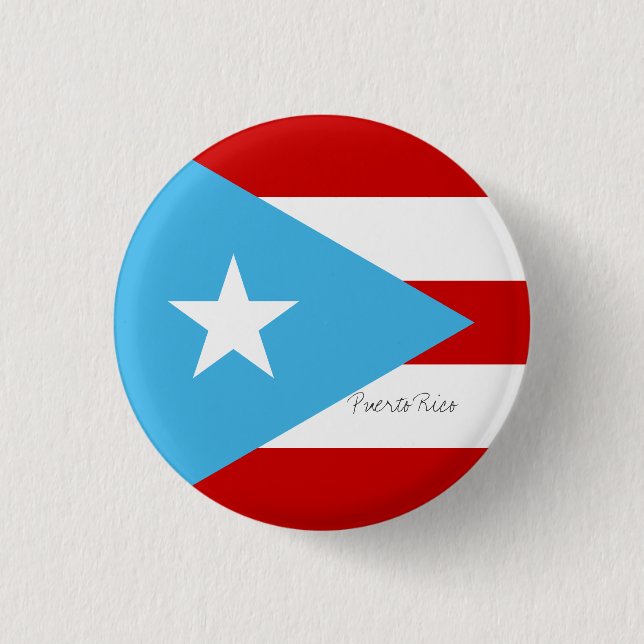 Flagge von Puerto- Ricohellblauem Rotem und weiß Button (Vorderseite)