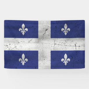 Flagge von Québec im grunge Stil erodiert Banner