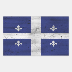 Flagge von Québec im grunge Stil erodiert Rechteckiger Aufkleber