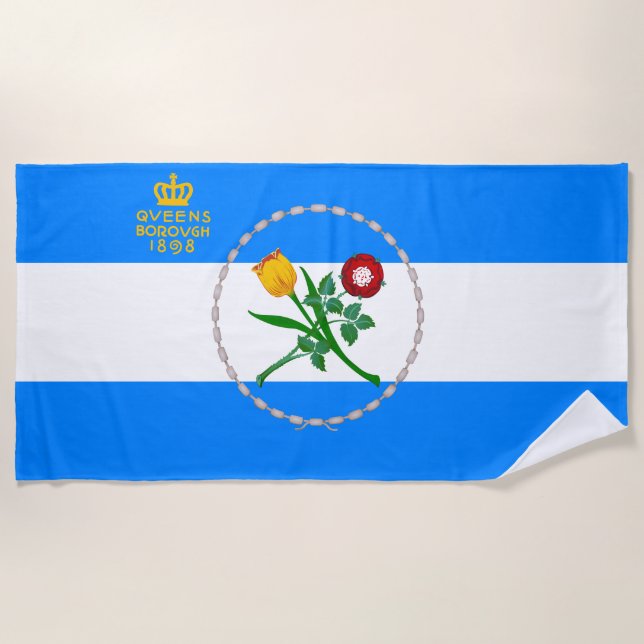 Flagge von Queens (Stadtbezirk von New York) Strandtuch (Vorderseite)