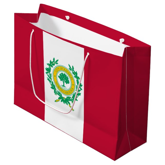 Flagge von Raleigh, North Carolina Große Geschenkt Große Geschenktüte (Vorderseite Schrägansicht)