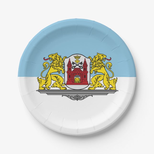 Flagge von Riga, lettische Teller (Vorderseite)