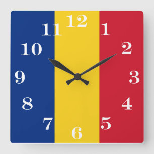 Flagge von Rumänien Quadratische Wanduhr