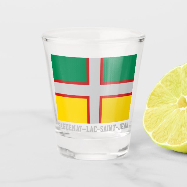 Flagge von Saguenay-Lac-Saint-Jean (QUÉBEC) Schnapsglas (Vorderseite)