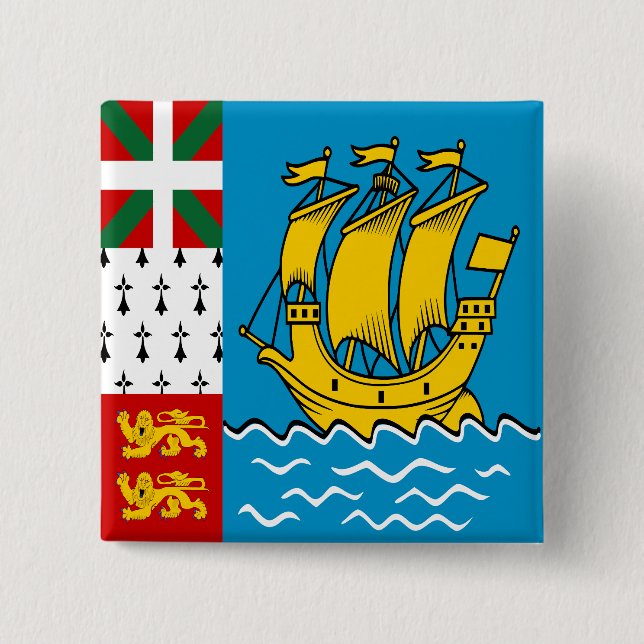 Flagge von Saint Pierre und Miquelon Button (Vorderseite)
