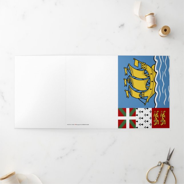 Flagge von Saint Pierre und Miquelon Dreifach Gefaltete Karte (Außenbereich)