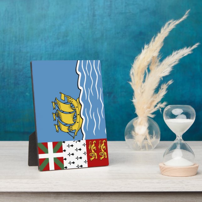 Flagge von Saint Pierre und Miquelon Fotoplatte (Seite)
