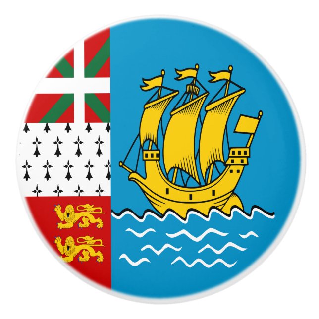 Flagge von Saint Pierre und Miquelon Keramikknauf (Vorderseite)