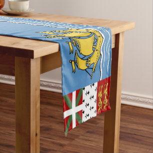 Flagge von Saint Pierre und Miquelon Kurzer Tischläufer