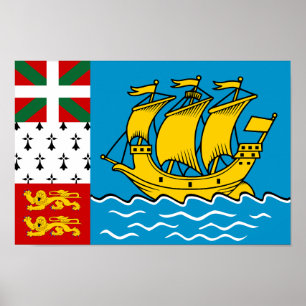 Flagge von Saint Pierre und Miquelon Poster