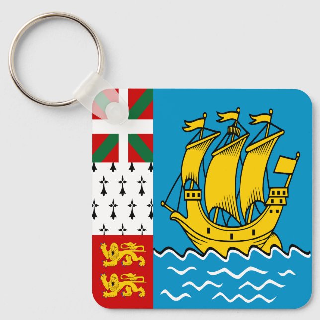 Flagge von Saint Pierre und Miquelon Schlüsselanhänger (Vorderseite)