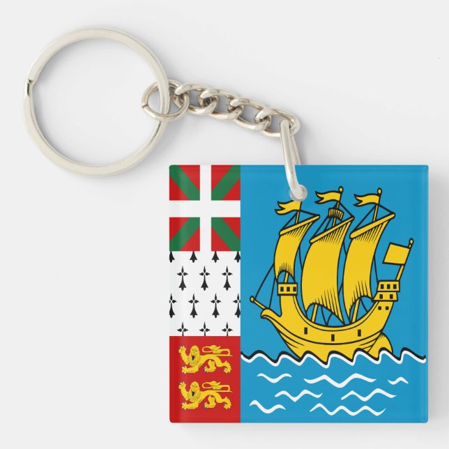Flagge von Saint Pierre und Miquelon Schlüsselanhänger (Vorderseite)