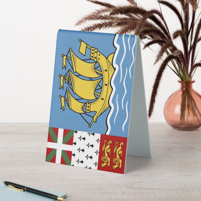 Flagge von Saint Pierre und Miquelon Tischaufsteller (In Situ (Tisch))